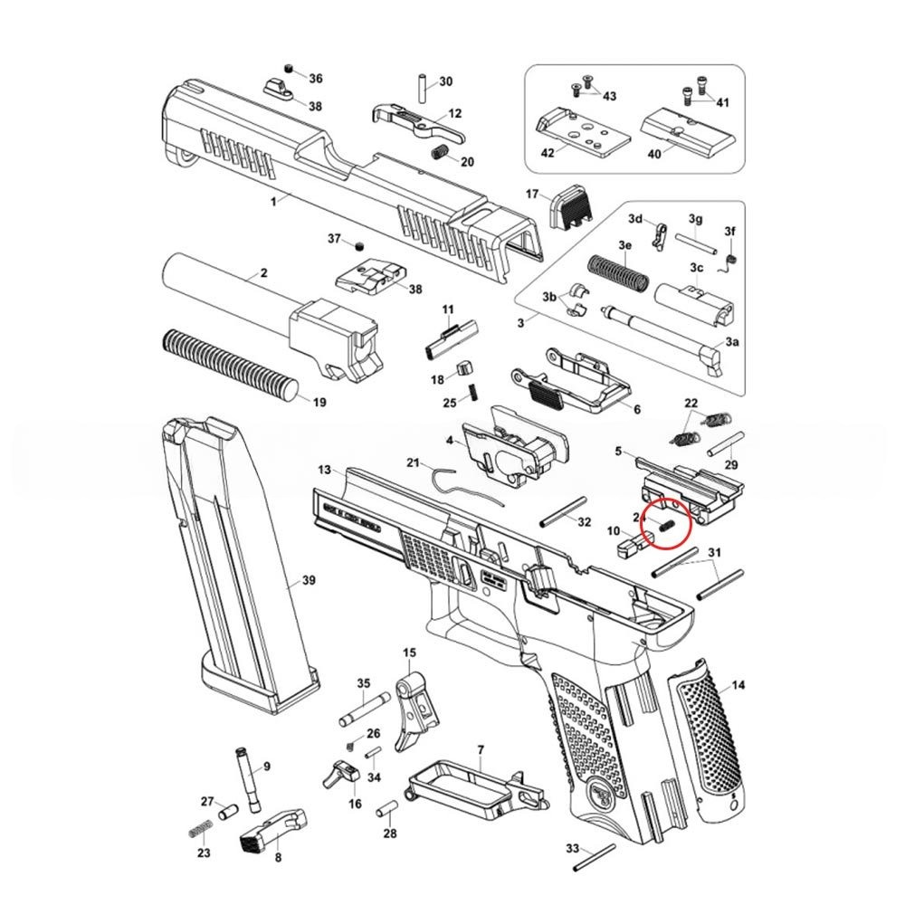 CZ P-10 opruga rastavljača poluge okidača