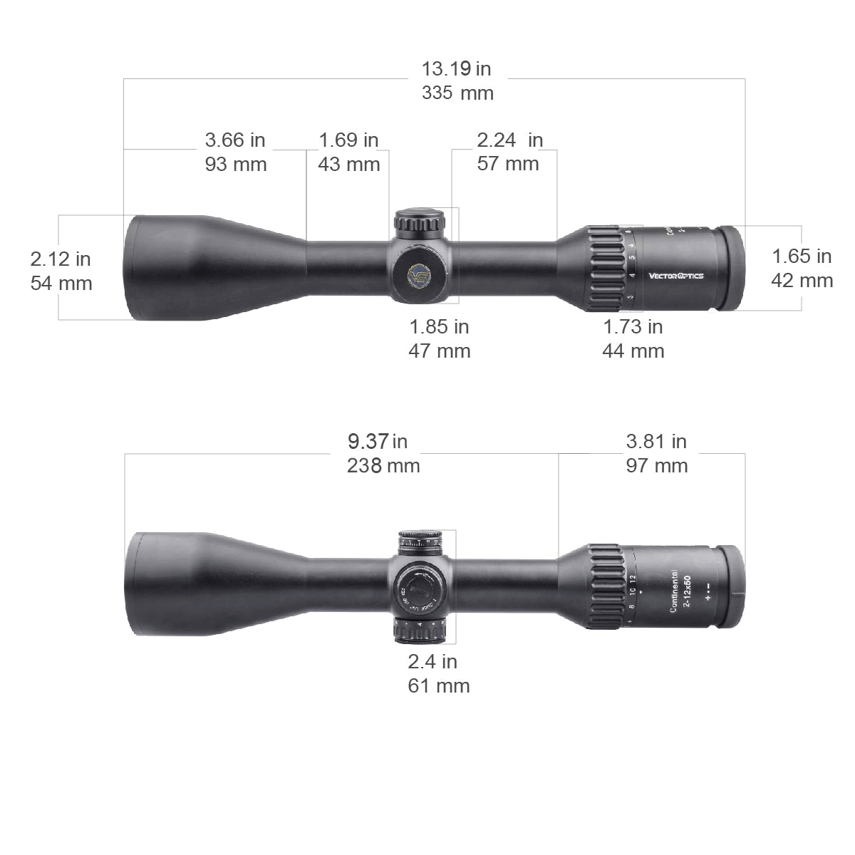 Vector Optics Continental 2-12x50 SFP puškarski ciljnik 