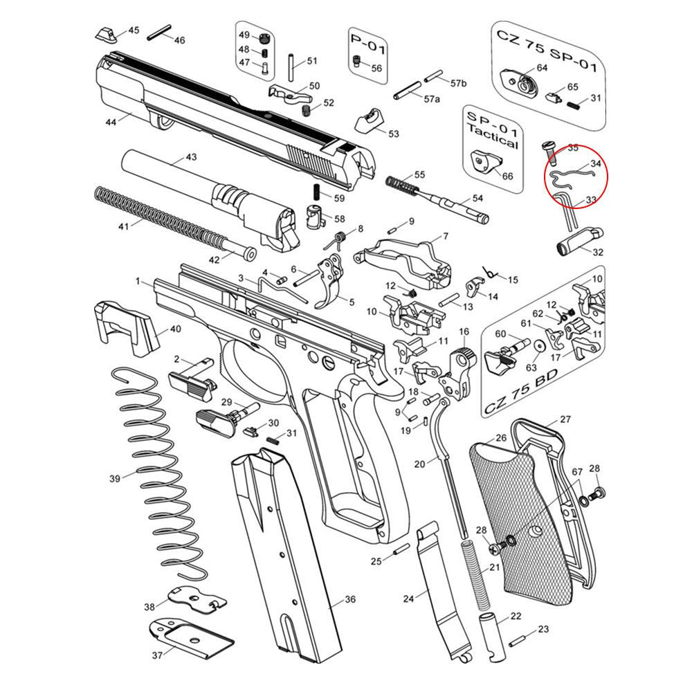 CZ Shadow 2 CZ TS 2 CZ 75B & SP-01 natjecateljska opruga poluge okidača | -15% snage